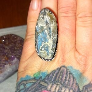 HUGE Raw Labradorite Ring Size 7.25